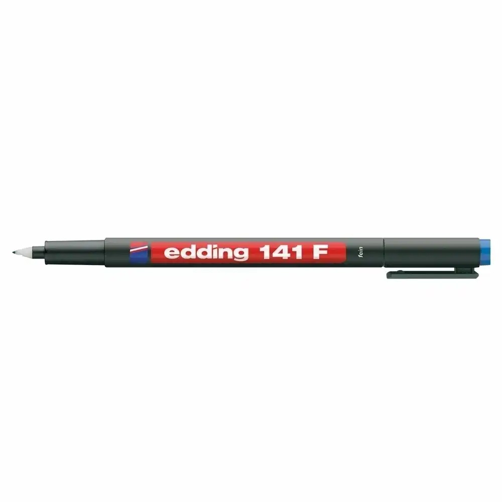 Marker permanent Edding OHP 141F, varf rotund 0.6 mm, albastru - Scriere precisa pe suprafete transparente