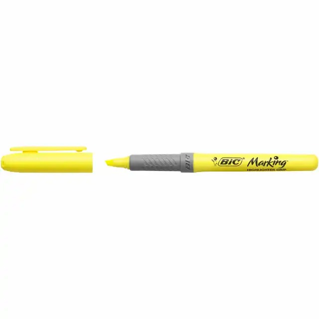 Evidentiator BIC Highlighter Grip, Varf Tesit 1-4 mm, Galben, Design Modern, Cerneala Pigmentata, Grip Confortabil