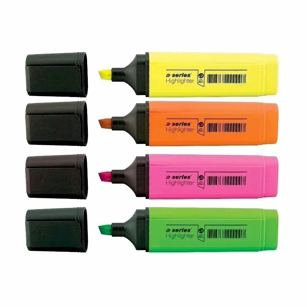 Textmarker A-series, reincarcabil, varf 1-5 mm, 4 culori fluorescente