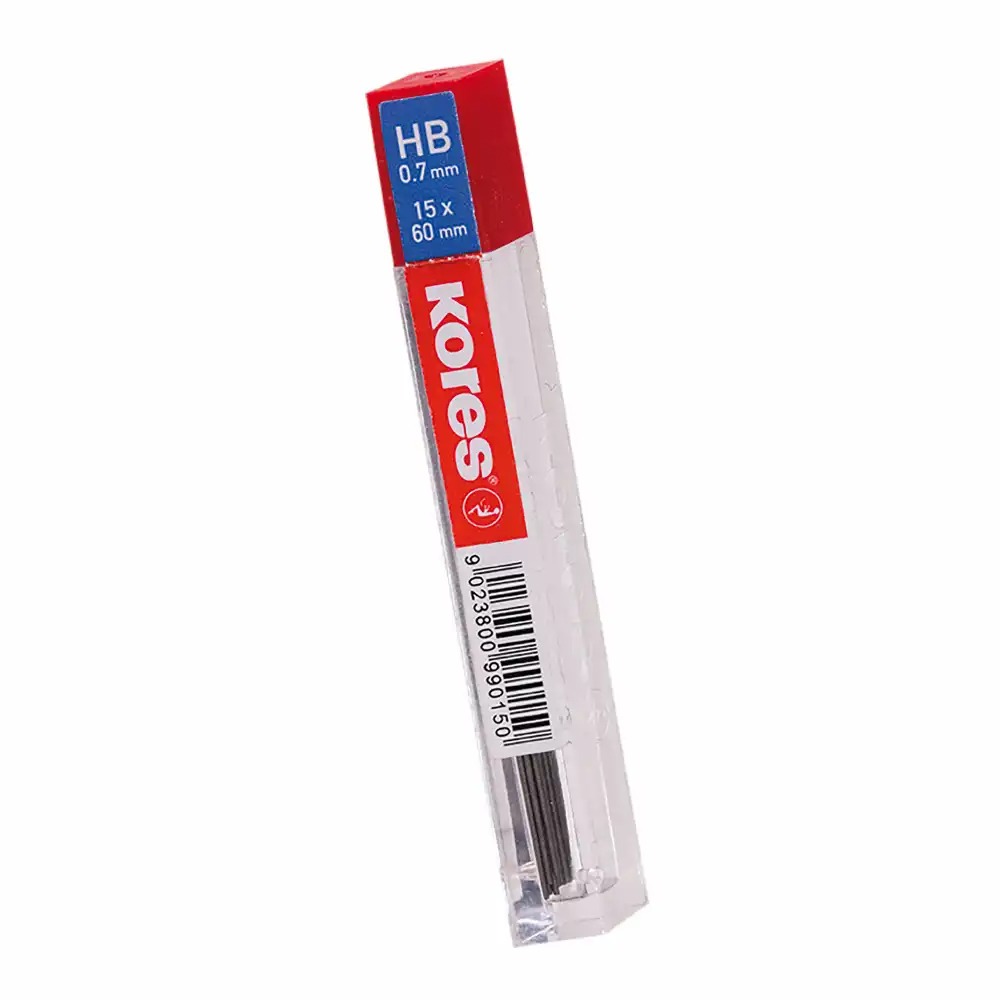 Mine Kores pentru creion mecanic, 60 mm, HB, 0.7 mm, 15 bucati - Set de mine de inalta calitate, perfecte pentru scriere si desen
