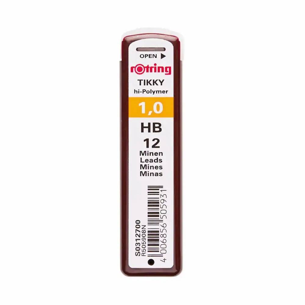Mine creion mecanic Rotring 1 mm HB, set 12 bucati, pentru scriere precisa si desen tehnic