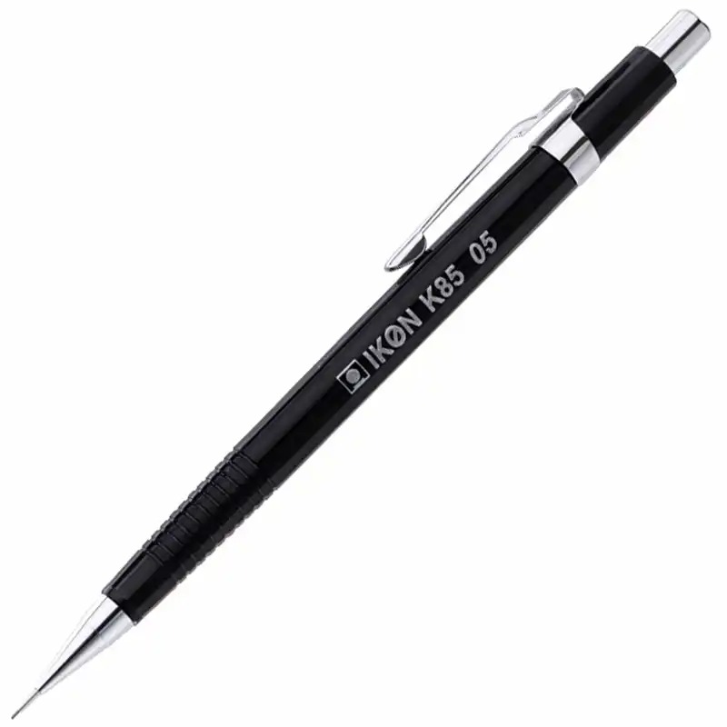 Creion mecanic IKON K85, 0.5 mm, negru, guma alba, set de 10 bucati