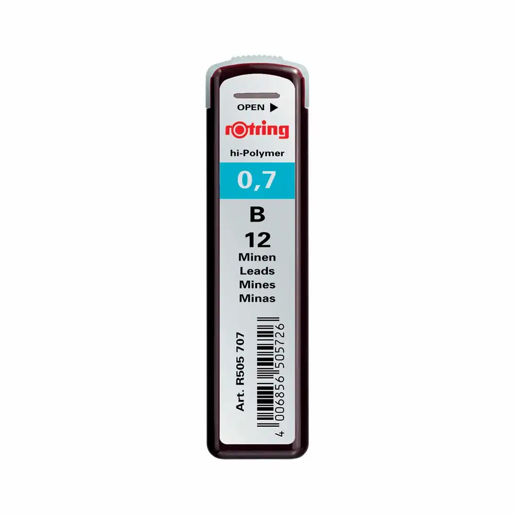 Mine creion mecanic Rotring 0.7 mm B, 12 bucati - Scriere precisa si uniforma, ideal pentru desen tehnic