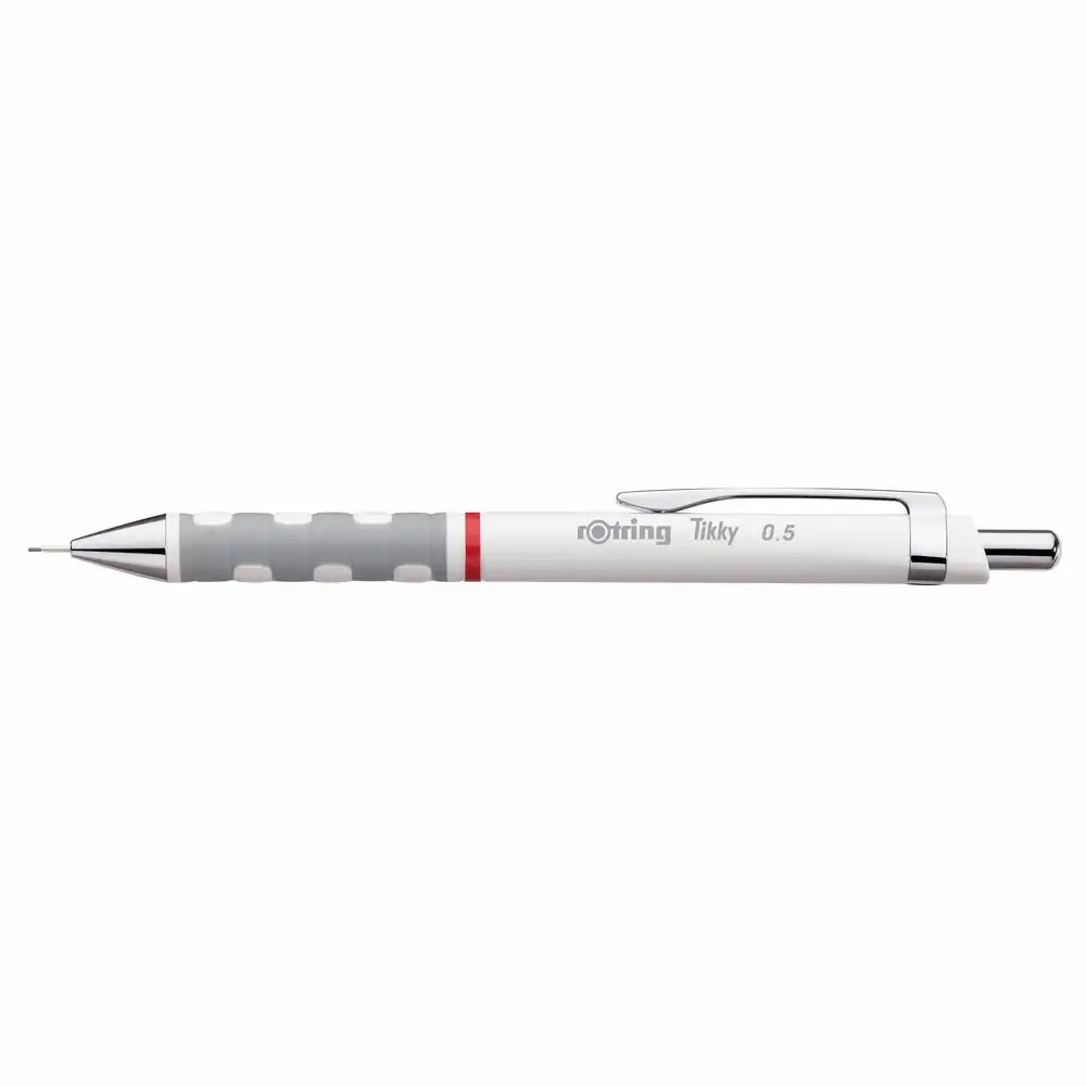 Creion mecanic Rotring Tikky III, mina 0.5 mm, alb, design clasic si ergonomic