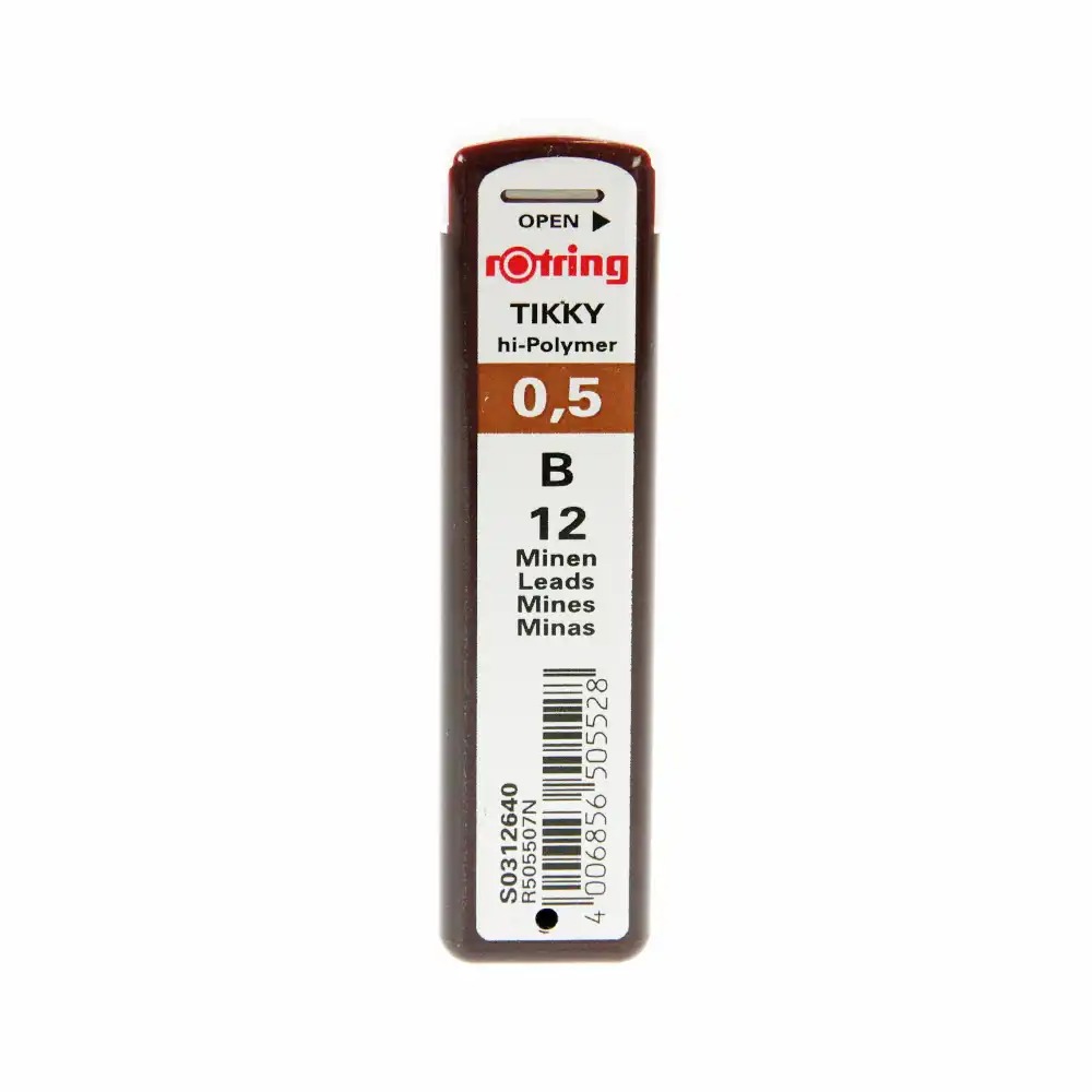 Set 12 mine creion mecanic Rotring 0.5 mm B, performanta si precizie