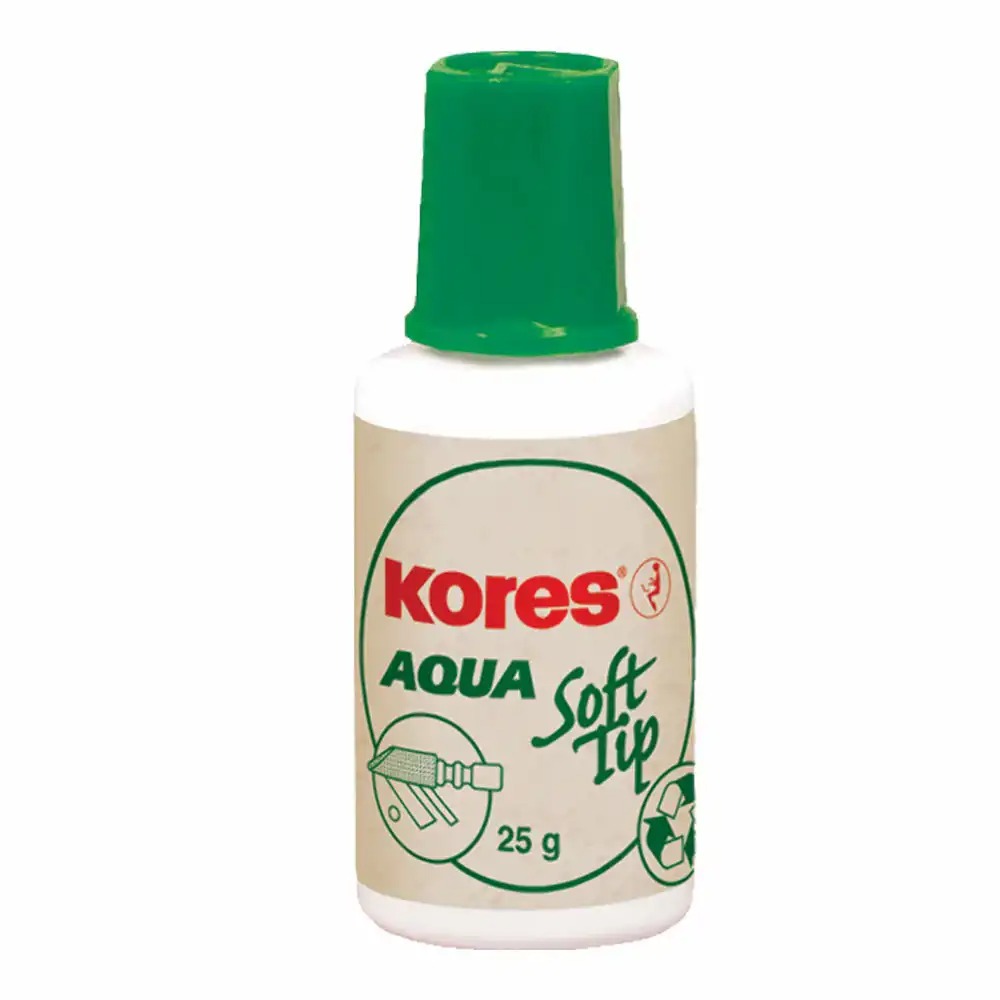 Fluid corector Kores 20 ml pe baza de apa, aplicator cu burete pentru corectare precisa rapida