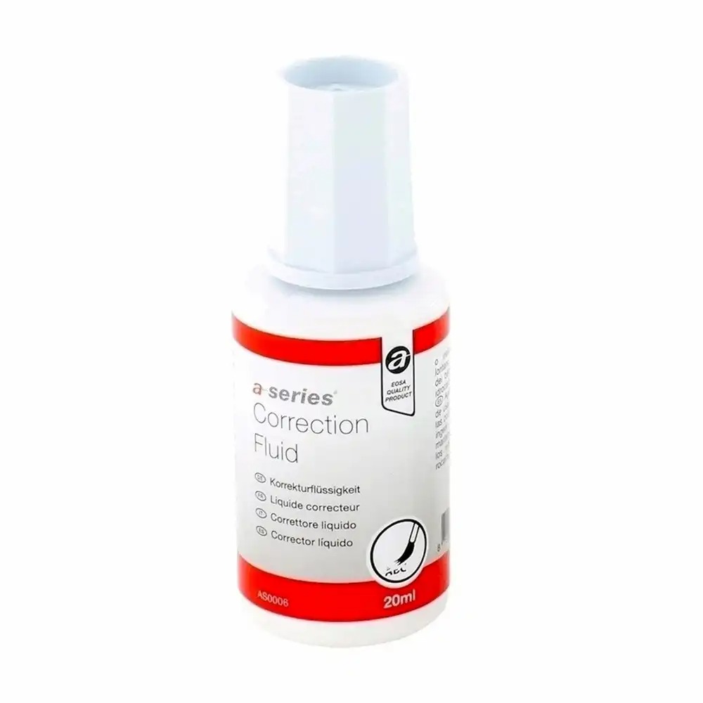 Fluid corector A-series, 20ml, pe baza de solvent, aplicator cu pensula - Corector lichid eficient pentru corectarea documentelor, uscare rapida,...