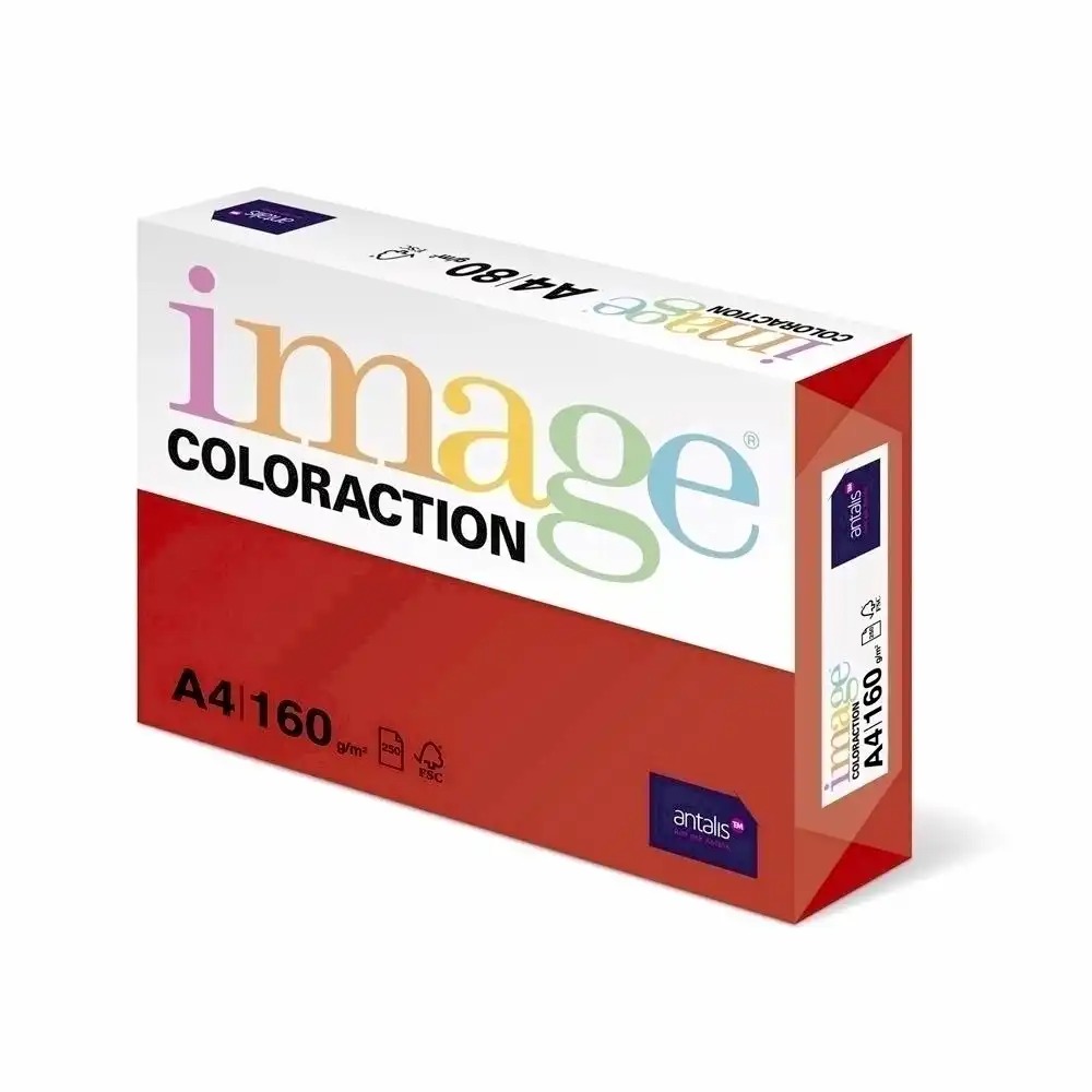 Hartie color Coloraction A5, 80 g, 500 coli, rosu-Chile, pentru imprimante si copiatoare