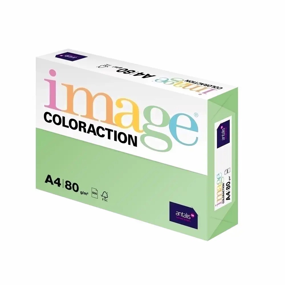 Hartie color Coloraction A4 80g/mp verde padure - Forest, 500 coli/top, Ideala pentru Tipar de Inalta Calitate
