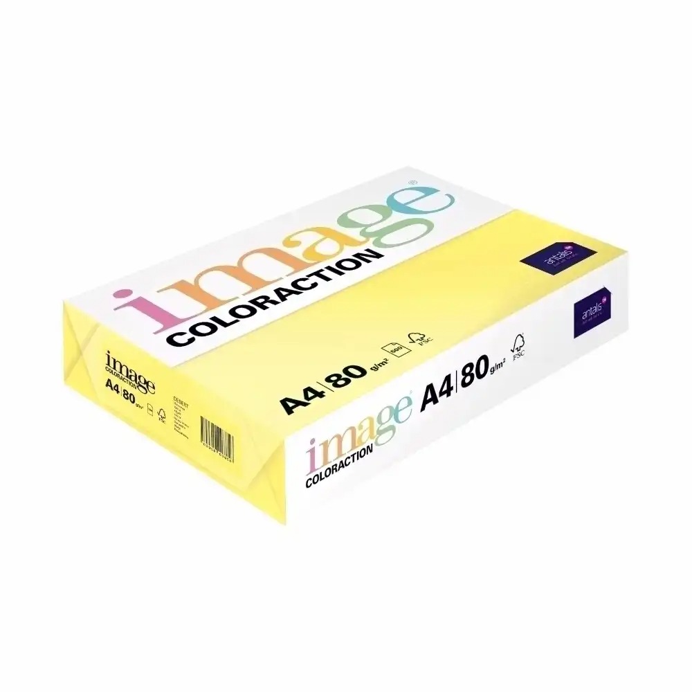 Hartie color Coloraction A4 80 g/mp galben pal-light yellow 500 coli - Ideala pentru tiparire de inalta calitate