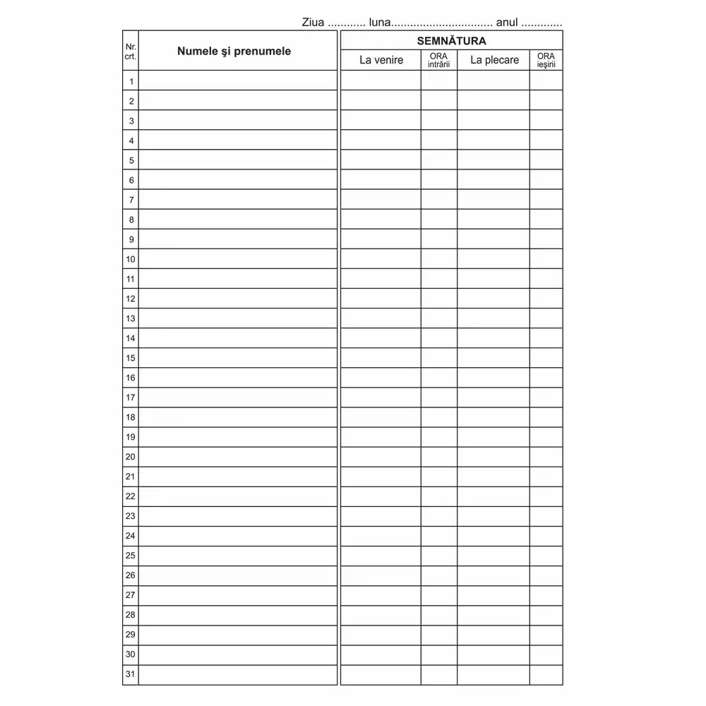 Carnet de prezenta A4, 50 file, fata-verso, 3 bucati/set, hartie offset, pentru scoli, birouri si evenimente