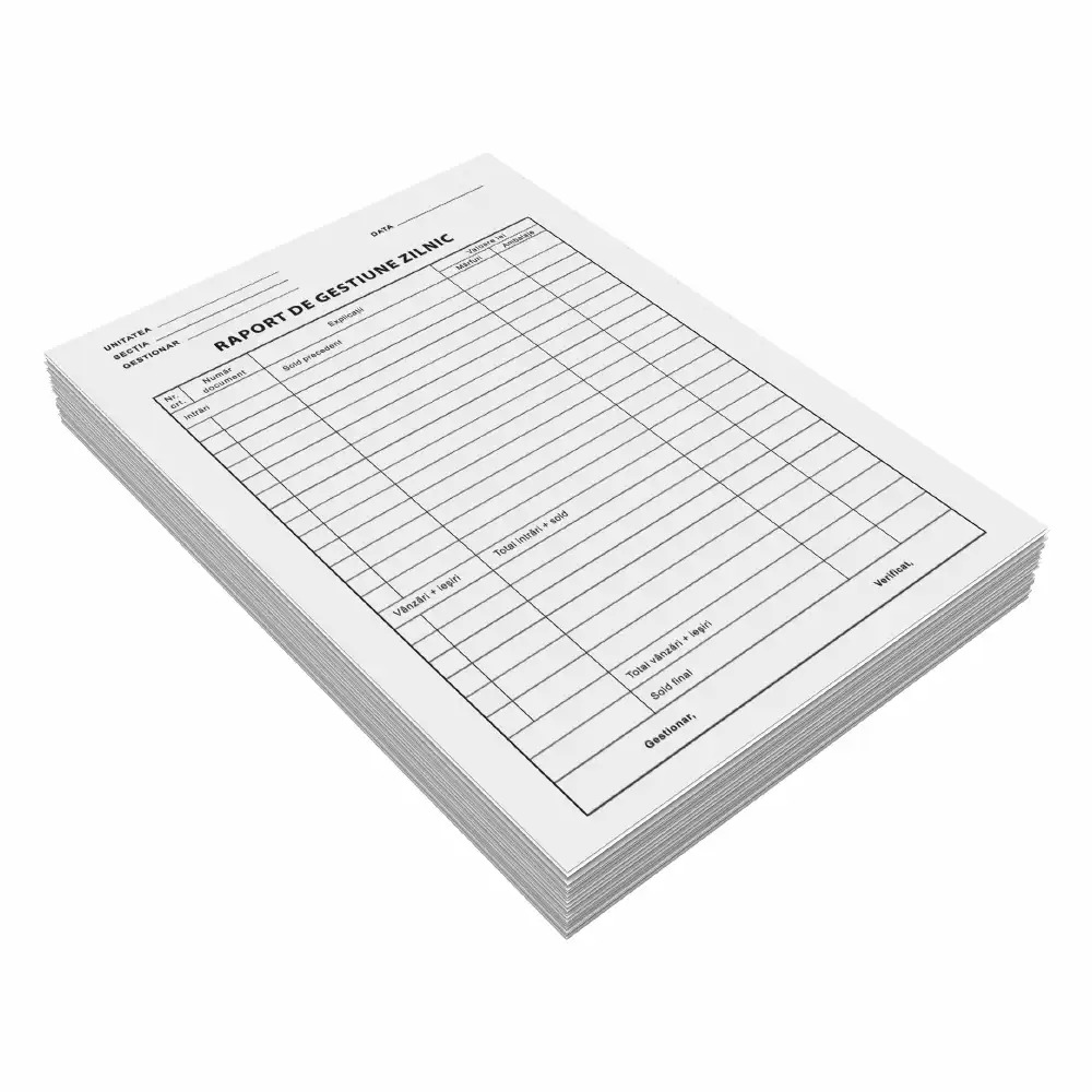 Raport de Gestiune Zilnic A4, 100 file, Set 3 buc, Hartie Offset, Control Eficient