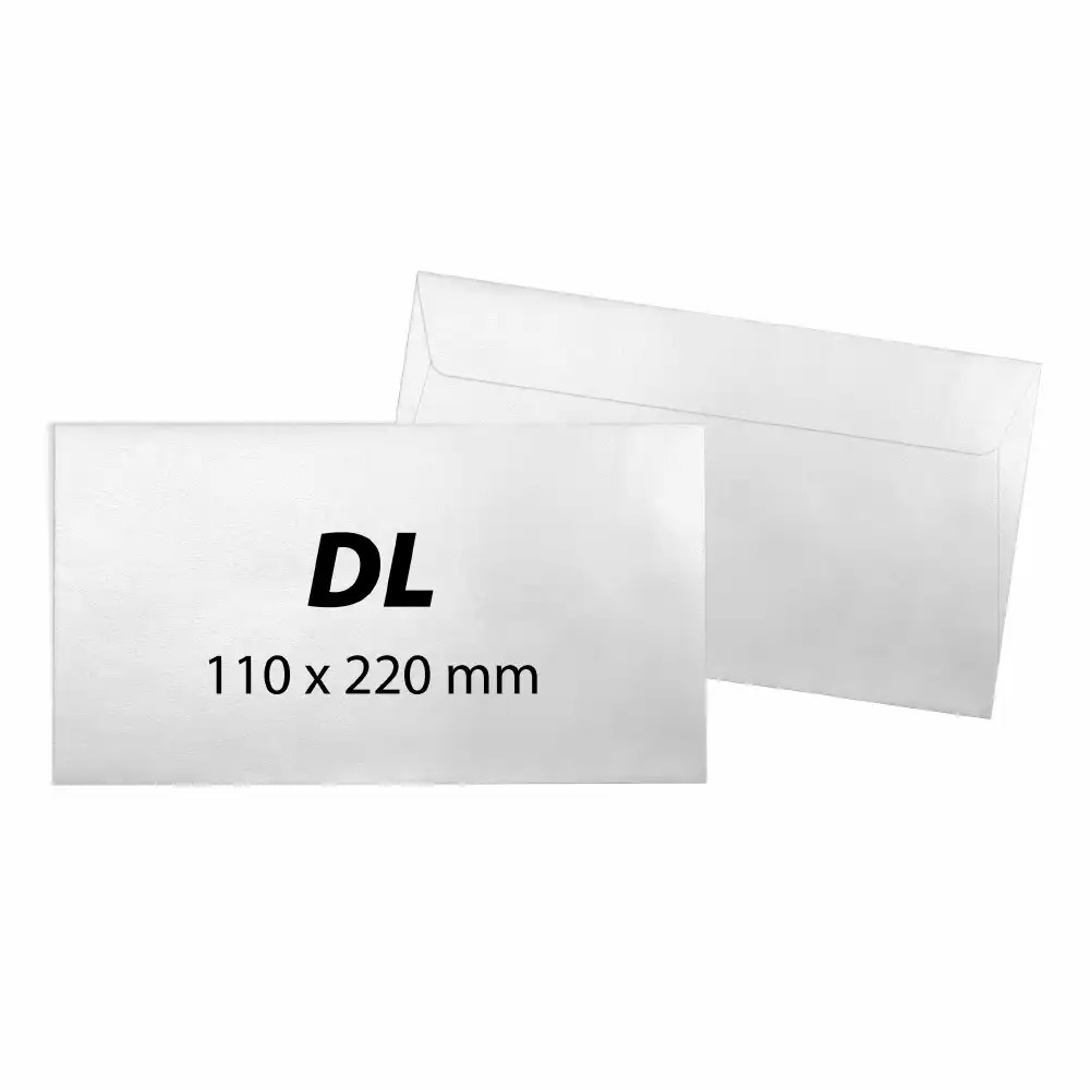 Plicuri DL, 110 x 220 mm, Alb, Banda Silicon, 80 g/mp, 25 bucati - Profesionalism si Confidentialitate