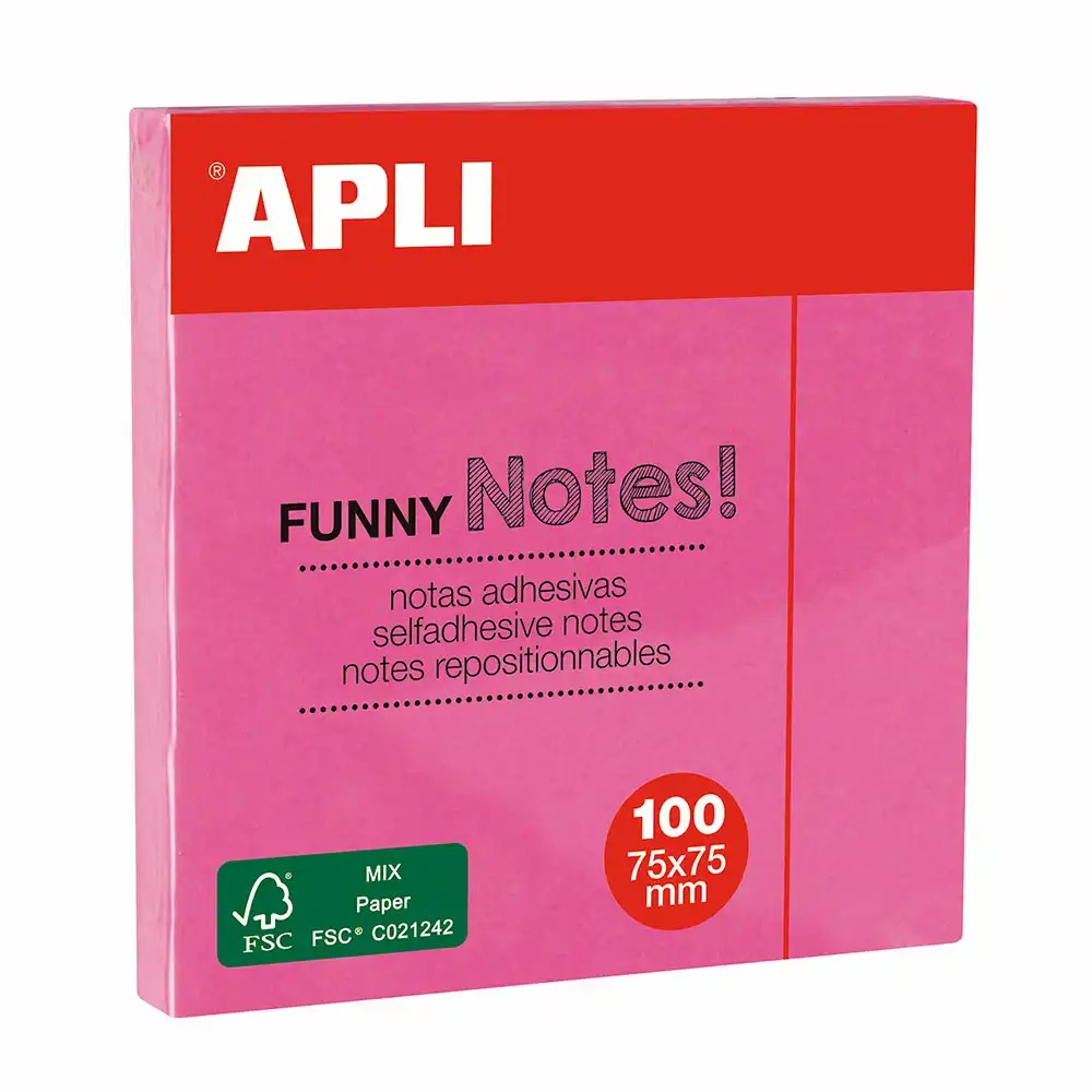 Notite adezive Apli 75 x 75 mm roz, 100 file - Organizare eficienta si flexibilitate fara reziduuri