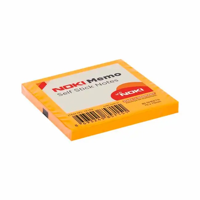 Notite adezive Noki portocalii, 75 x 75 mm, 80 file - Organizeaza-ti ideile cu stil!