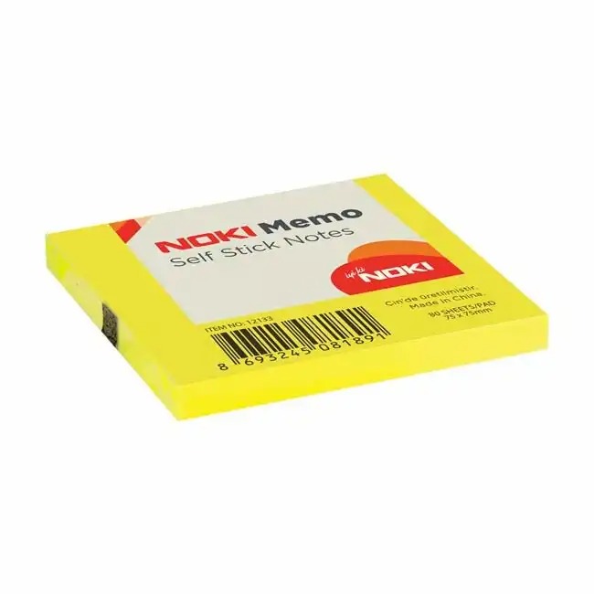 Notite adezive Noki, 75 x 75 mm, galbene, 100 file/set - Organizeaza-ti ideile eficient