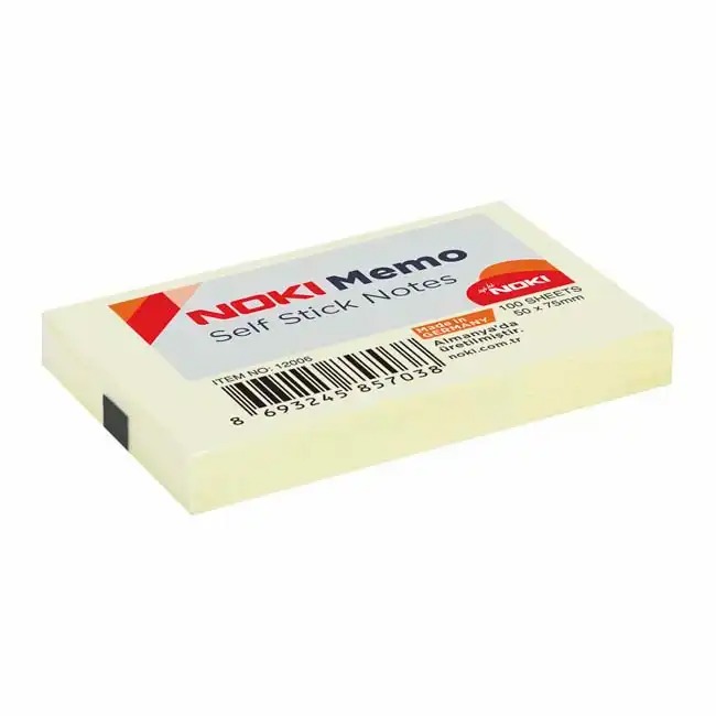 Notite adezive Noki, 75 x 50 mm, galbene, 100 file/set, perfecte pentru organizare eficienta