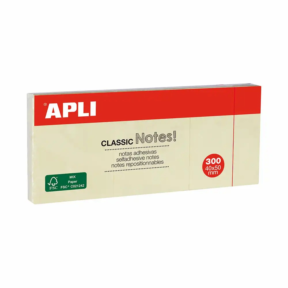 Notite adezive Apli, 38 x 51 mm, galbene, 300 file - Organizare eficienta in birou, scoala sau acasa