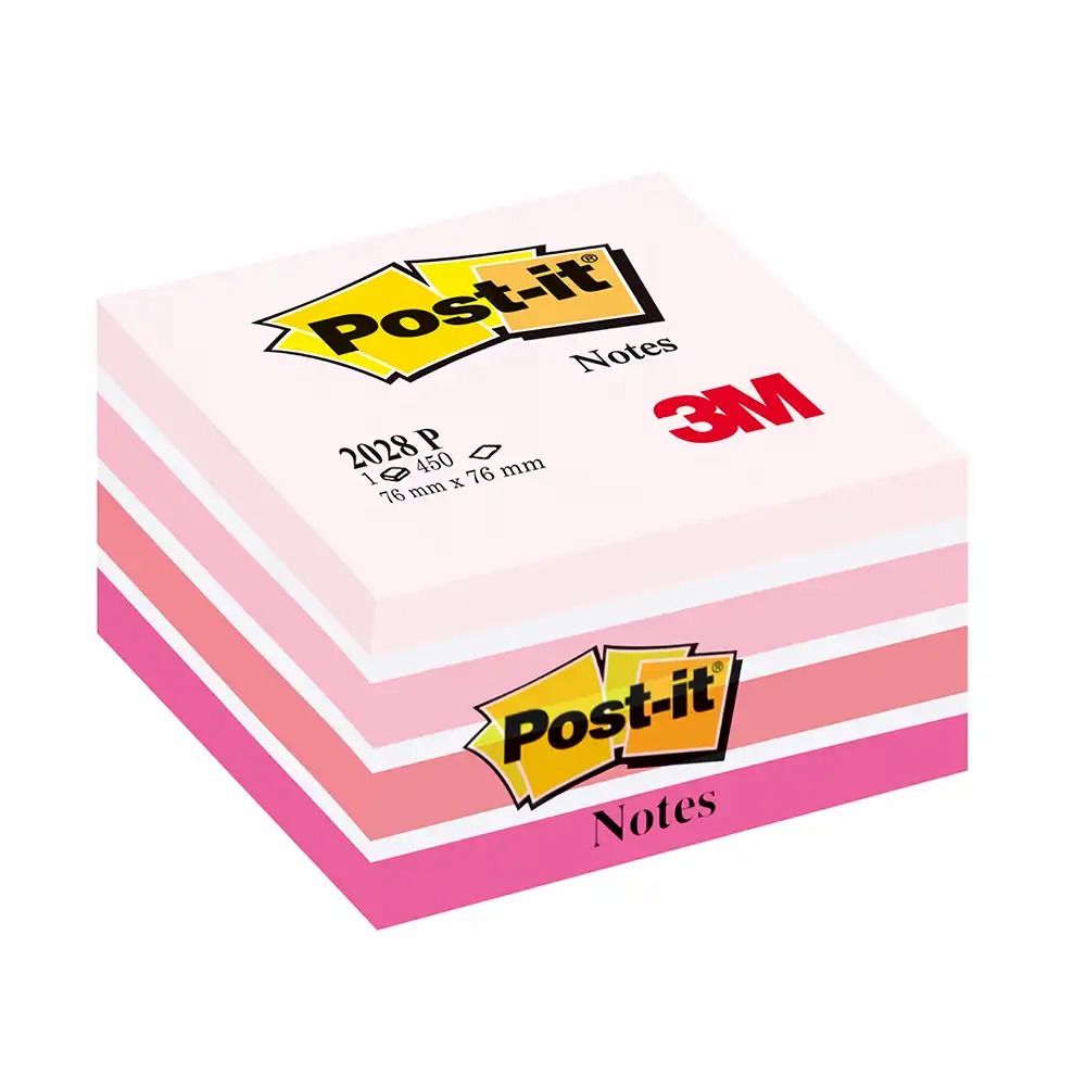 Notite adezive Post-it Aquarelle, roz pastel, 76 x 76 mm, 450 file, elegante si functionale