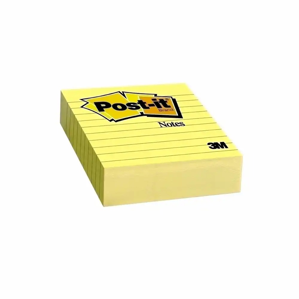 Notite autoadezive Post-it liniate, 100 x 100 mm, 300 file, galben Canary Yellow