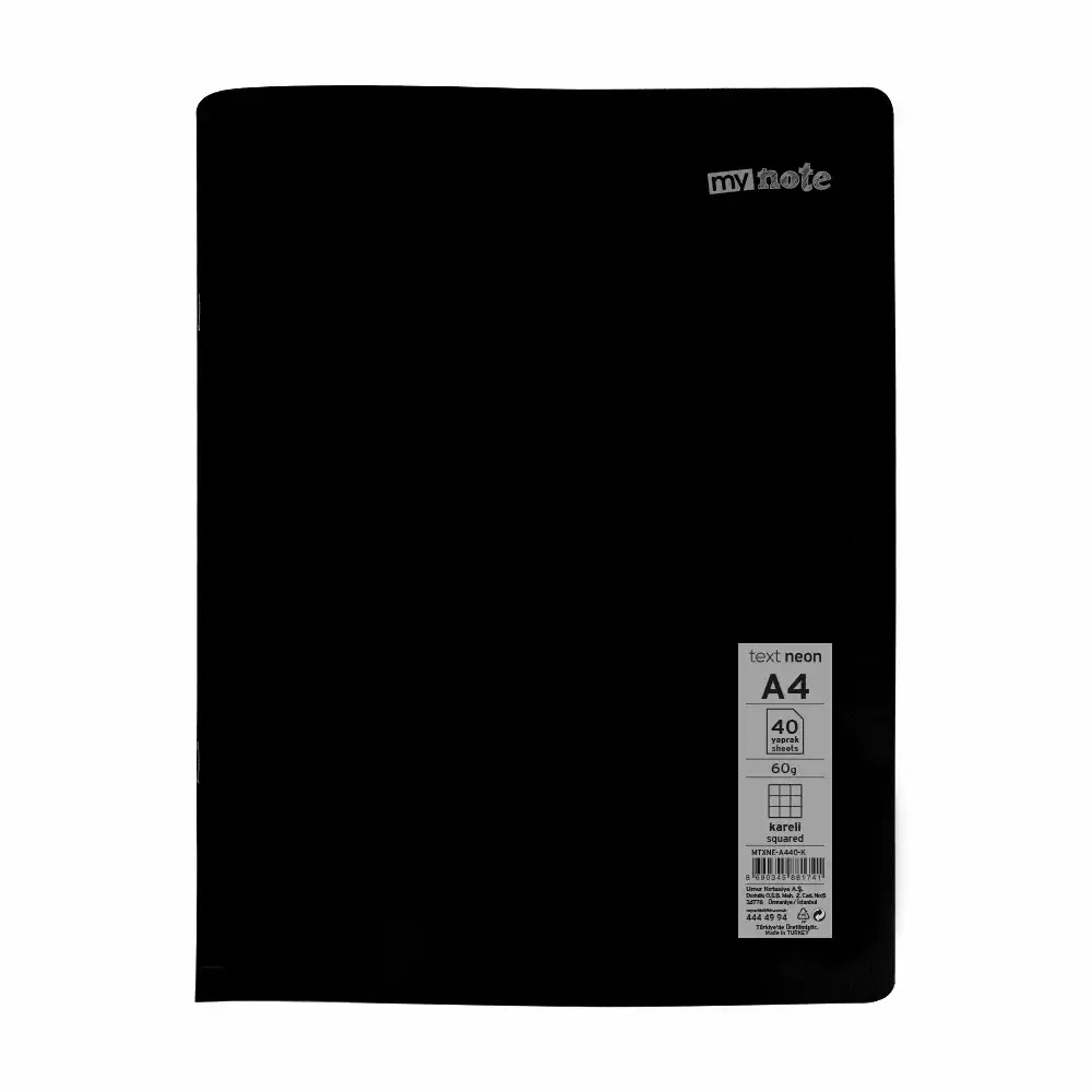 Caiet capsat Mynote A4 40 file, offset 60 g/mp, matematica, coperta PP neon, mix 8 culori - Ideal pentru notite si probleme matematice