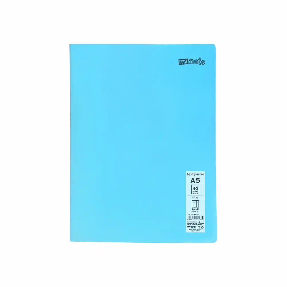 Caiet capsat Mynote A5, 40 file, liniatura matematica, coperta PP pastel, Mix 8 culori