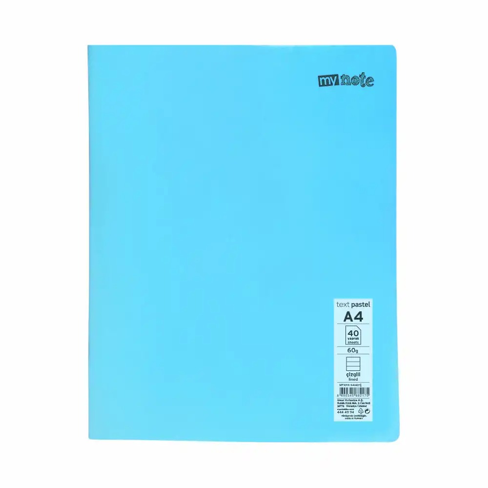 Caiet capsat Mynote A4, 40 file, liniatura dictando, coperta PP pastel, 8 culori - Ideal pentru notite si organizare