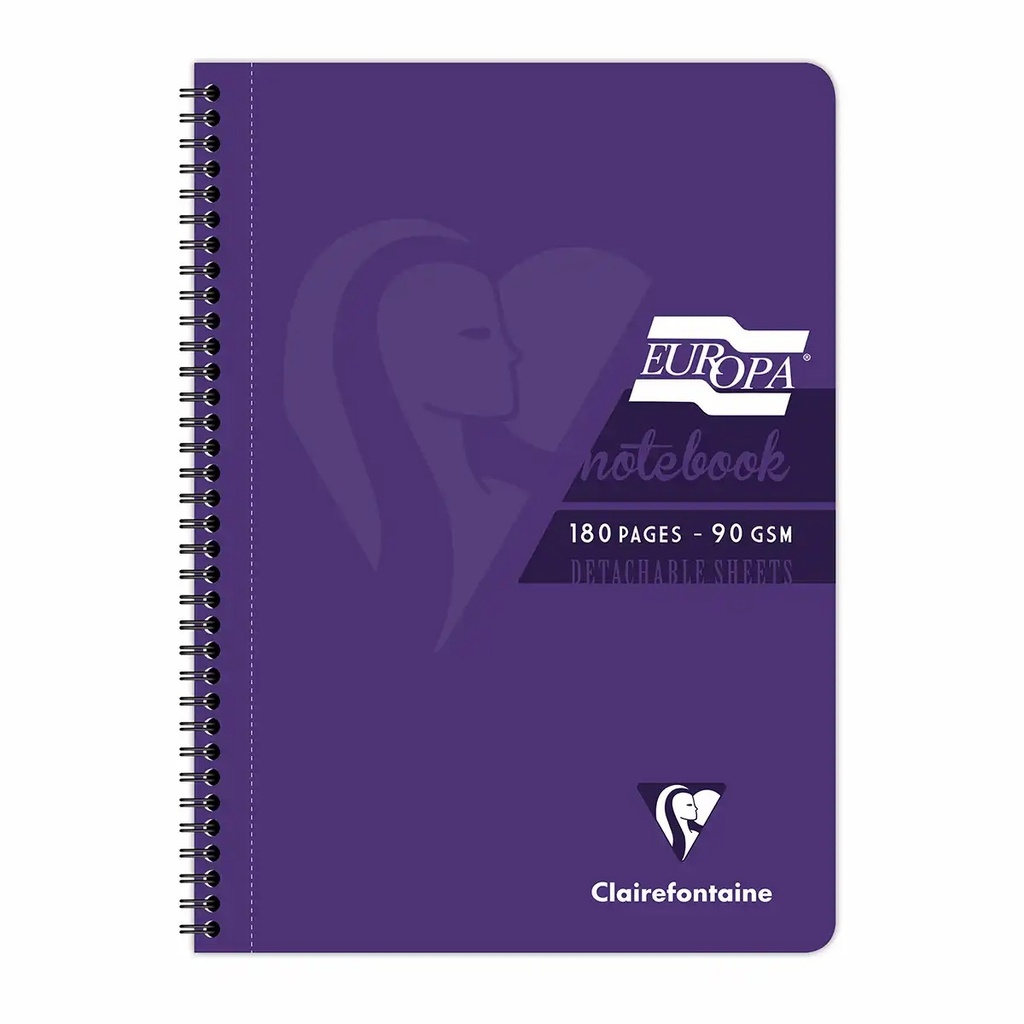 Caiet cu spirala Clairefontaine EuropaGlossy A4, 90 file, dictando mov, hartie de inalta calitate