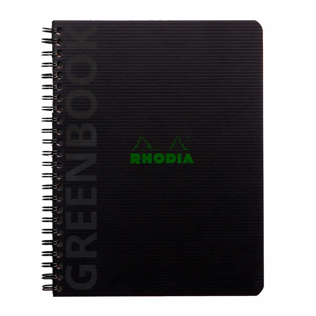 Caiet cu spira A5+ Rhodiactive, 80 file, matematica, reciclat, negru, organizare eficienta