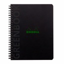 Caiet cu spira A5+ Rhodiactive, 80 file, matematica, reciclat, negru, organizare eficienta