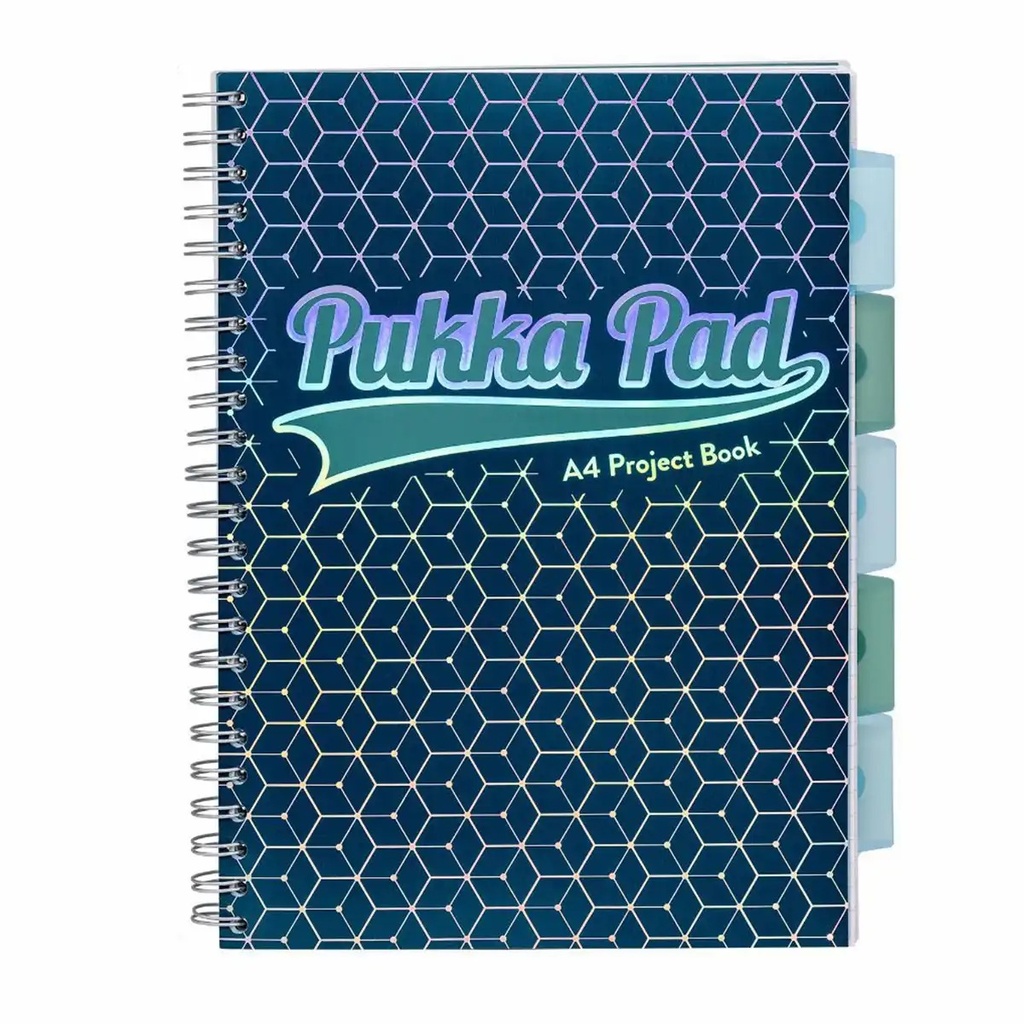 Caiet A4 Pukka Pads PBG, 200 file, matematica, spirala si separatoare, albastru inchis