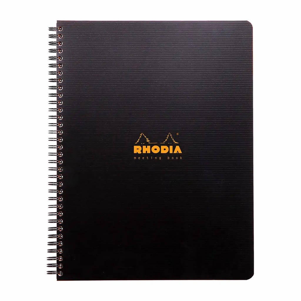 MeetingBook cu spira A4+ Rhodiactive, 80 file, negru, pentru organizare eficienta si eleganta