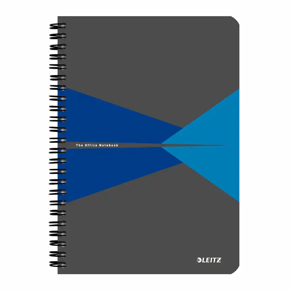 Caiet de birou Leitz Office A5, carton, cu spira, matematica, albastru, 90 file, hartie 90g/m2