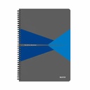 Caiet de birou Leitz Office A5, PP, cu spira, albastru, 90 file, hartie 90g/m2, certificare FSC