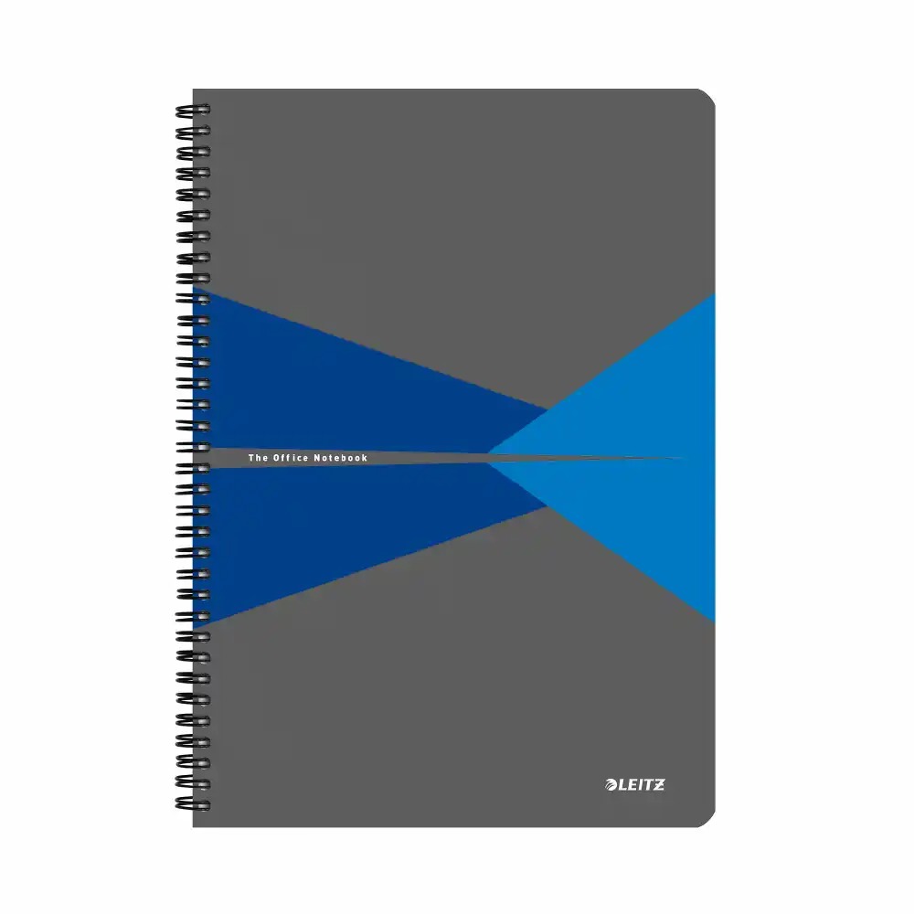 Caiet de birou Leitz Office A5, PP, cu spira, matematica, albastru, rigla repozitionabila, 90 file