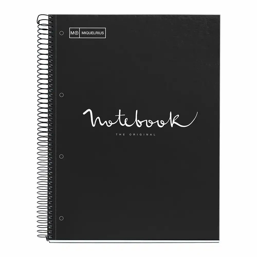 Caiet cu spira Miquelrius Emotion A4 Matematica 80 file Negru, Coperta Carton Dur