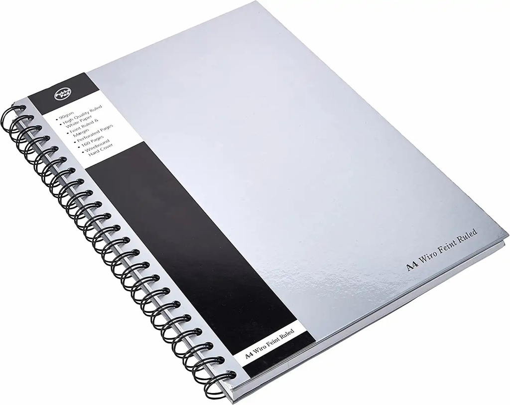 Caiet A4 cu spirala si microperforatii Pukka Pads dictando, 160 pag, argintiu - ideal pentru notite organizate