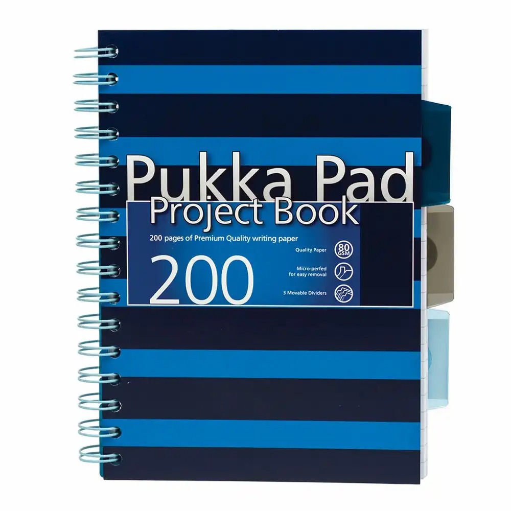 Caiet A5 cu spira si separatoare Pukka Pads NPB, matematica, albastru, 200 file