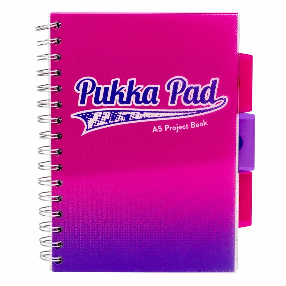 Caiet cu spirala si separatoare Pukka Pad Project Book Fusion, A5, 200 pagini, matematica, roz, ideal pentru organizarea notelor - Pukka Pad Project...