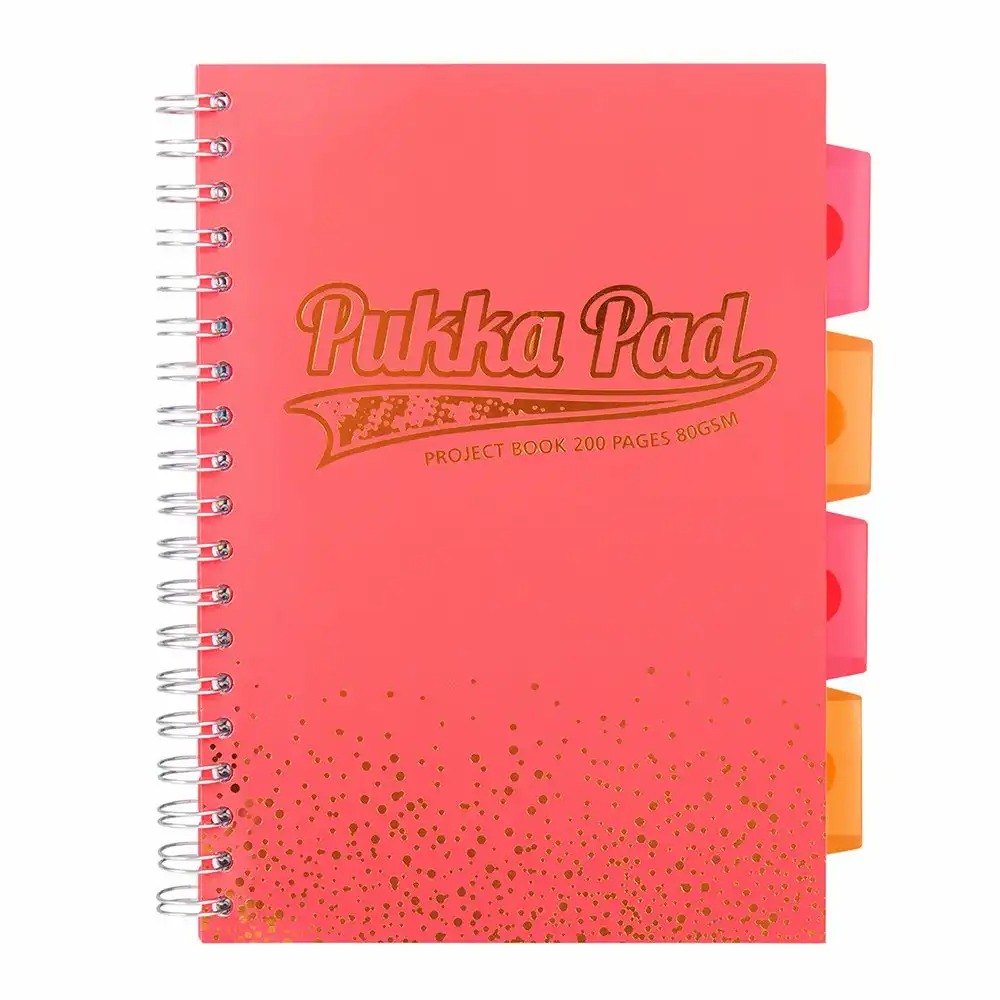 Caiet B5 Pukka Pads PBB cu spirala si separatoare, matematica, coral, 200 pagini