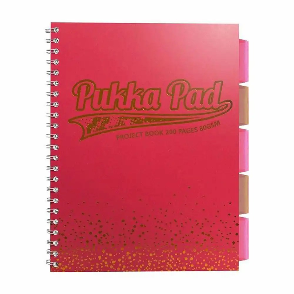 Caiet cu spirala si separatoare Pukka Pad Project Book Blush, A4, 200 pagini, Coral, pentru matematica