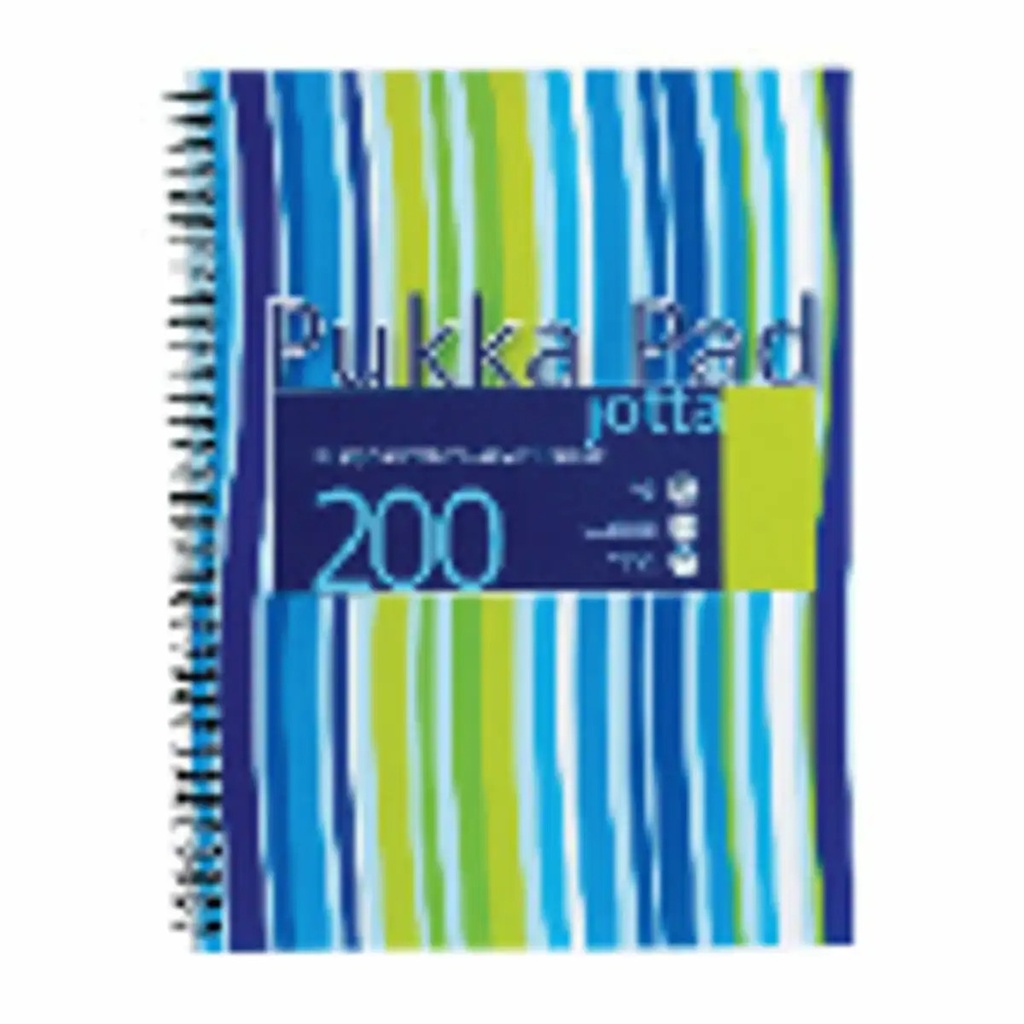 Caiet A4 cu spira PukkaPads Stripes, 200 file, dictando, albastru, coperta PP