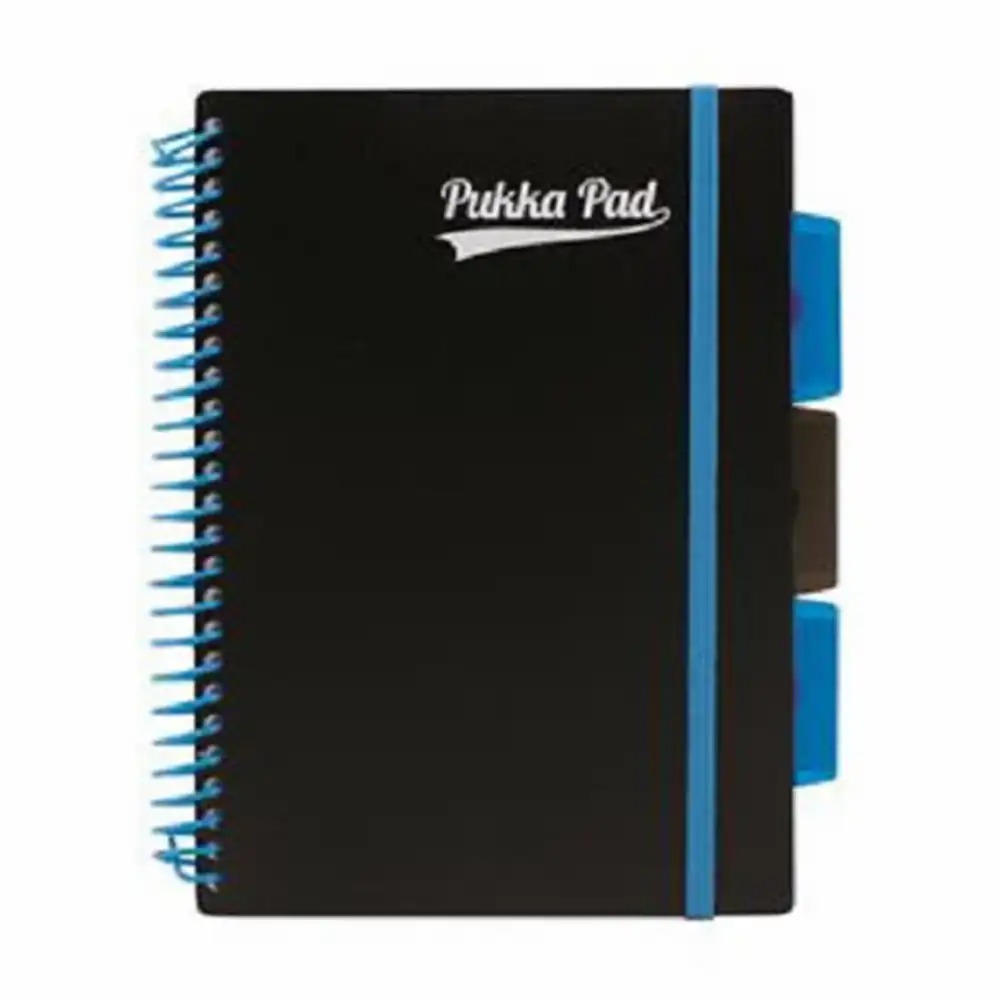 Caiet A4 cu spira Pukka Pads Jotta Recycled, 200 pagini, negru, dictando, perforatii - Ideal pentru notite la scoala, la birou sau acasa