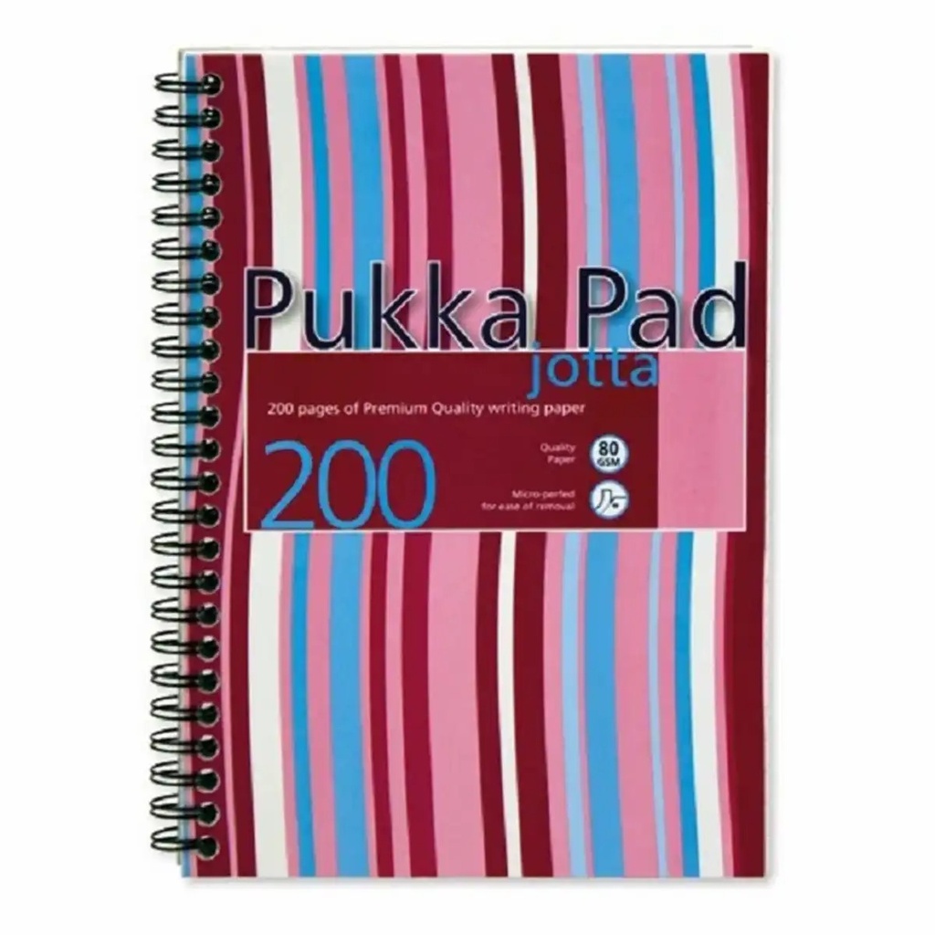 Caiet A4 cu spirala PukkaPads Stripes, 200 file, roz, ideal pentru notite extinse
