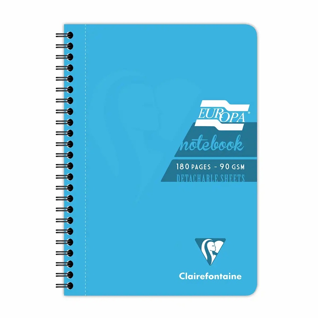 Caiet cu spira A5 EuropaGlossy Clairefontaine, 90 file, dictando turcoaz, hartie de inalta calitate