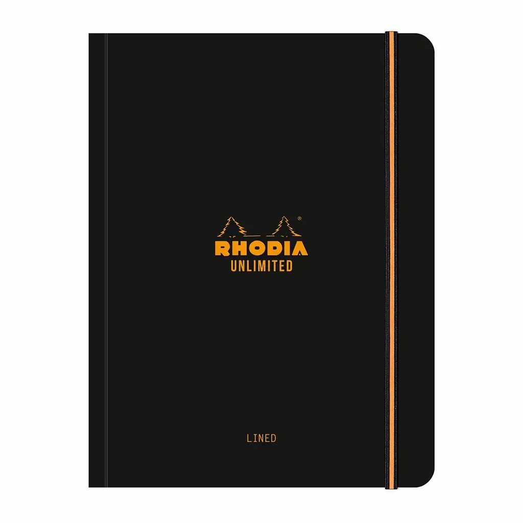Caiet cu elastic Rhodia Unlimited A5+, 60 file, dictando, negru - Organizare eleganta si durabila