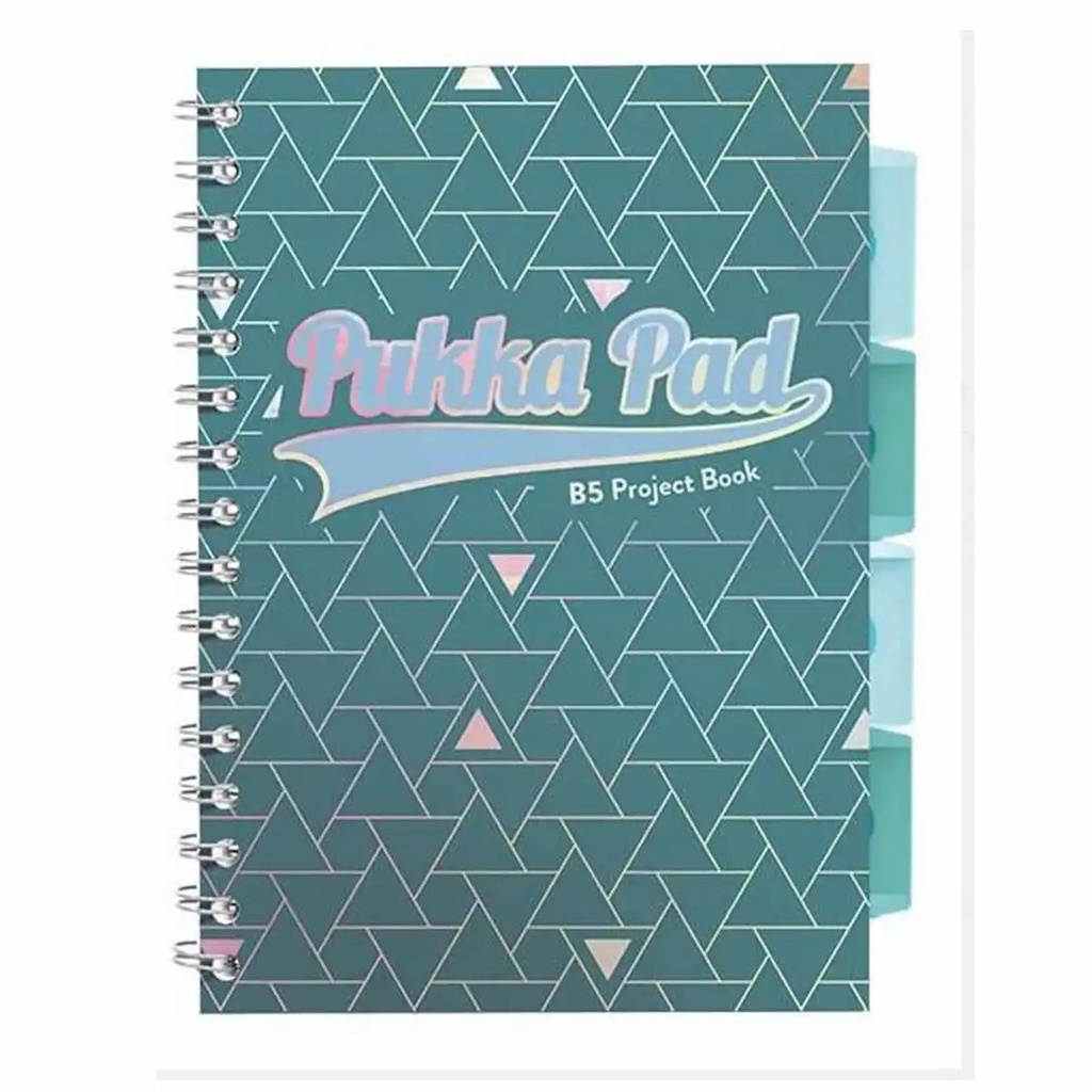Caiet B5 Pukka Pads PBG cu spirala si separatoare, 200 file, matematica, verde