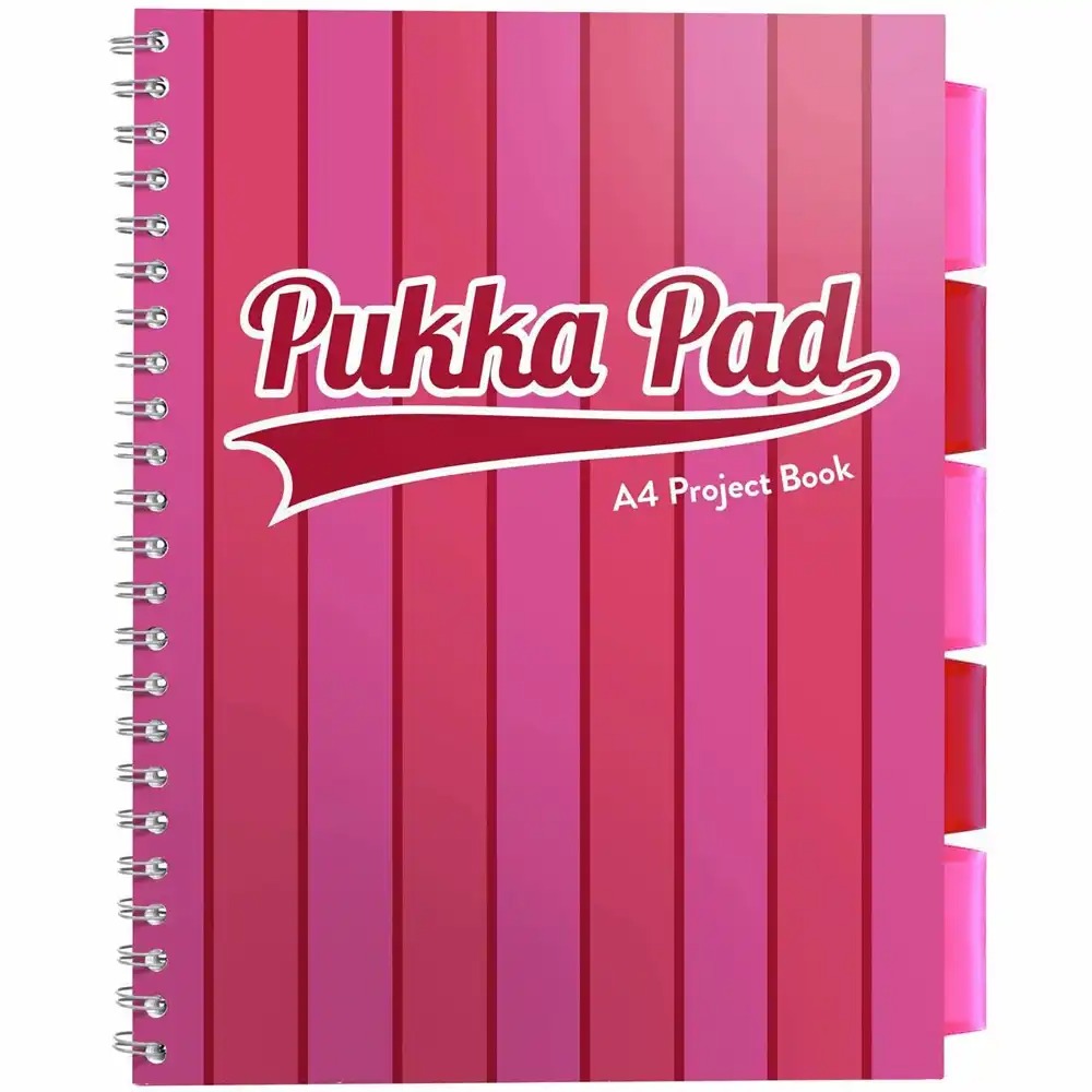 Caiet spiralat Pukka Pad Project Book Vogue, A4, 200 pagini, dictando, roz - perfect pentru notite organizate