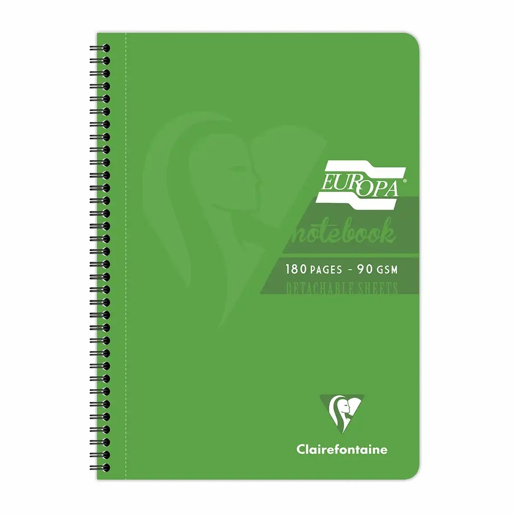 Caiet cu spira A4 Clairefontaine EuropaGlossy, 90 file, dictando verde - Notite de calitate superioara si organizare eficienta