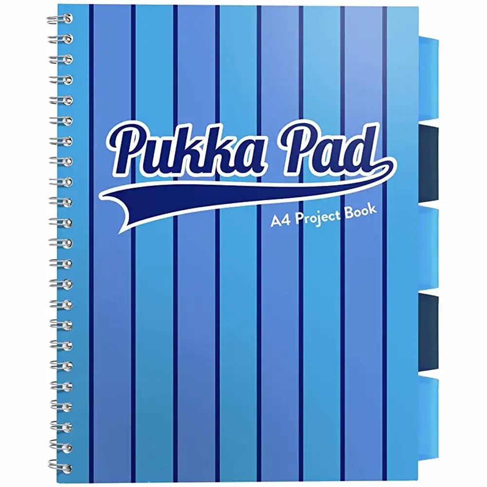Caiet spiralat Pukka Pad Project Book Vogue, A4, 200 pagini, dictando, albastru - ideal pentru notite si proiecte